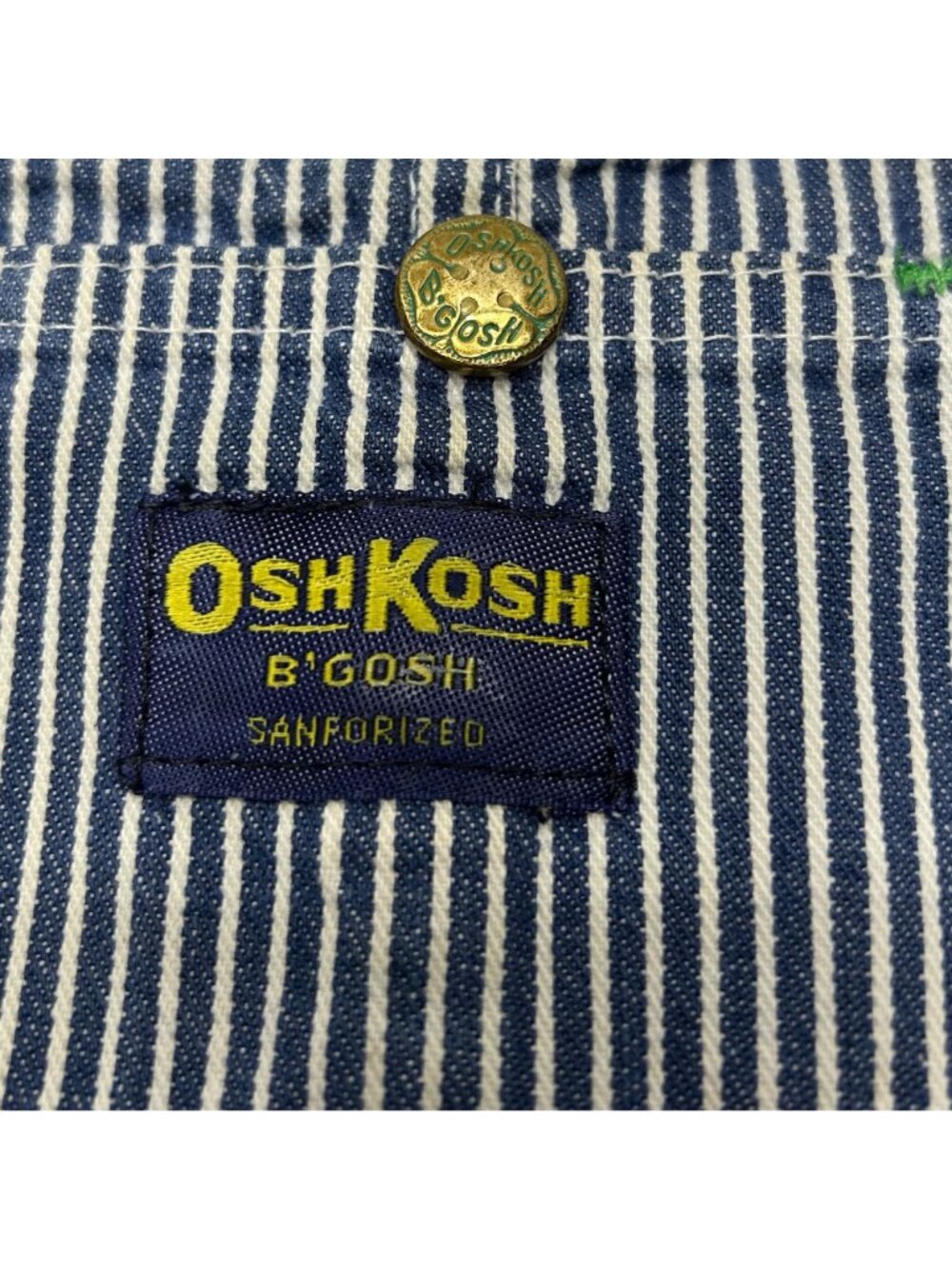 Vintage OshKosh BGosh Sanforized Blue & White Striped Overalls Adjustable Straps - Picture 4 of 16